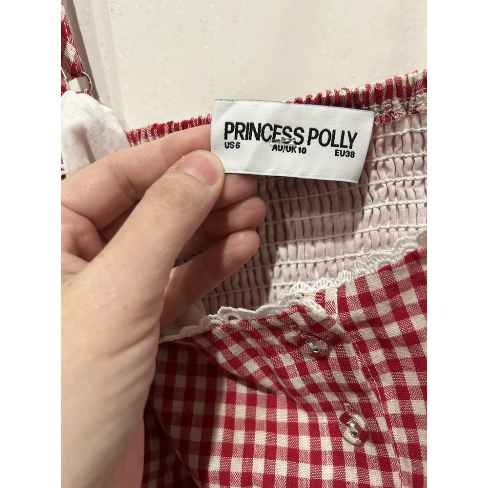 princess polly Toulouse Red Gingham Sleeveless Minidress Sz 6 Americana Bbq - Picture 8 of 11